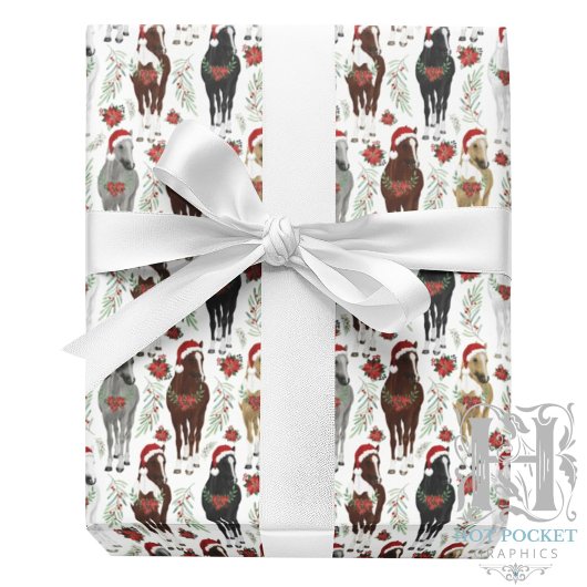 Papier Cadeau de Noël Cheval
