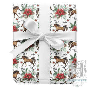 Papier cadeau de Noël Cheval Élégant