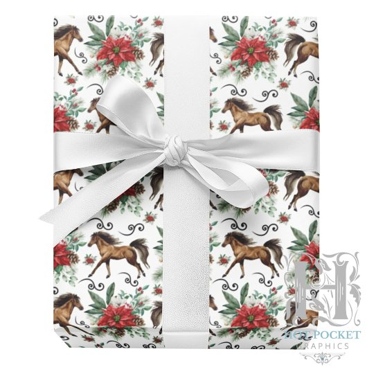 Papier cadeau de Noël Cheval Élégant