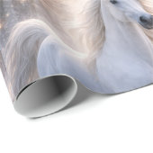 Papier cadeau de Noël Cheval et Neige (Coin rond)