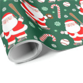 Papier cadeau de Noël de baseball (Coin rond)