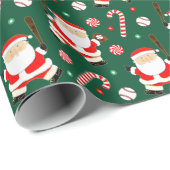 Papier cadeau de Noël de baseball (Coin rond)