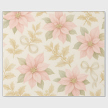 Papier cadeau de Noël Elegant Poinsettia Rose