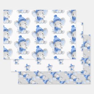 Papier cadeau de Noël Éléphant garçon