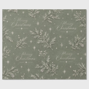 Papier cadeau de Noël en pin vert sauge rustique