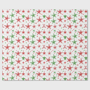 Papier cadeau de Noël étoile rouge et vert
