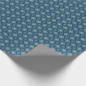 Papier Cadeau de Noël Fleur de Neige Or Bleu (Coin)