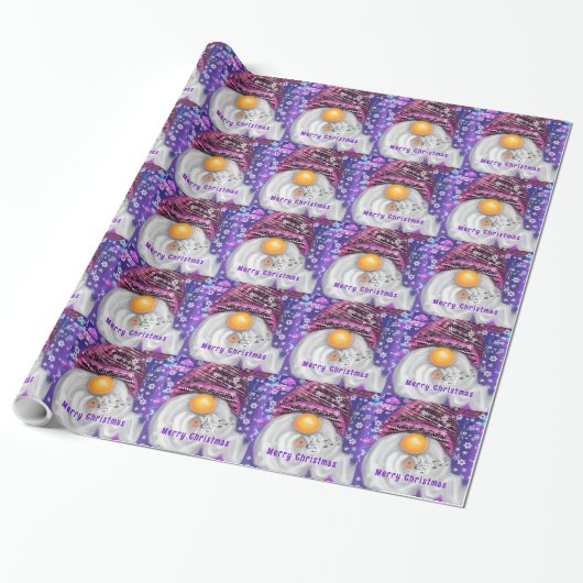 Papier cadeau de Noël Gnome en Casquette violet (Déroulé)