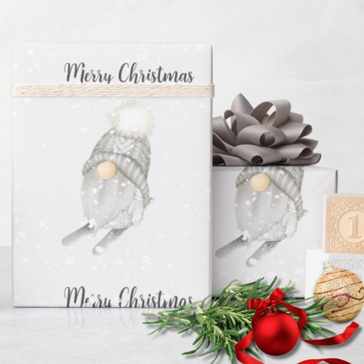Papier cadeau de Noël Gnome enneigé
