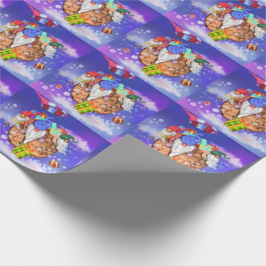 Papier cadeau de Noël Gnomes donne des cadeaux (Coin)