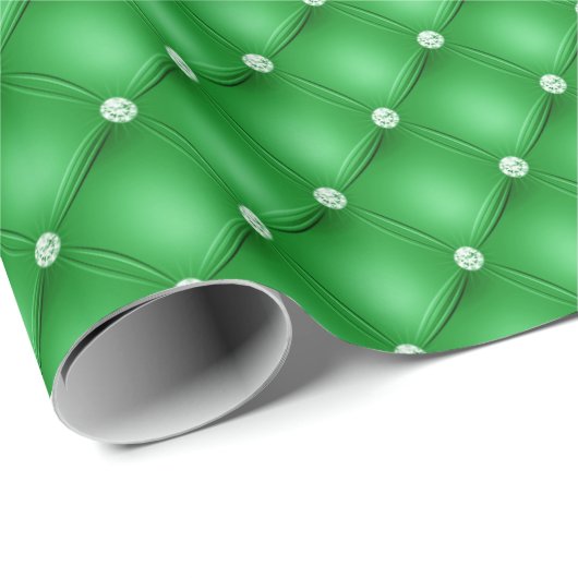 Papier cadeau de Noël Green Diamonds (Coin rond)