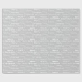 Papier cadeau de Noël Gris Argent & Blanc Joyeux N (Plat)