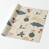 Papier cadeau de Noël Grue Japonaise (Déroulé)