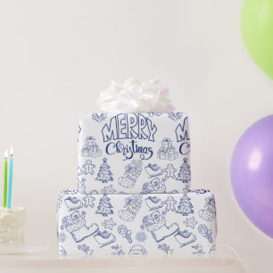 Papier cadeau de Noël Joyeux bleu