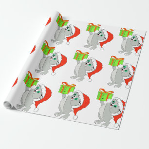 Papier cadeau de Noël Kitty avec un Cadeau