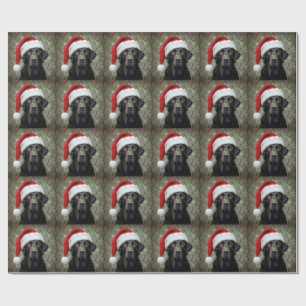 Papier cadeau de Noël labrador noir