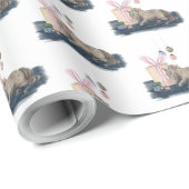 Papier cadeau de Noël magique à cheval (Coin rond)