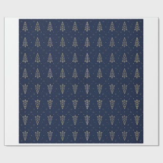 Papier cadeau de Noël Navy arbre géométrique or mo