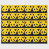 Papier cadeau de Noël Panda Pop Art Jaune (Plat)