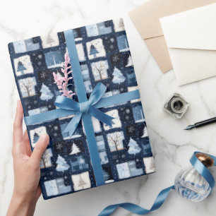 Papier cadeau de Noël Papier à envelopper bleu mar
