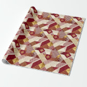 Papier cadeau de Noël patchwork rouge et or  (Déroulé)