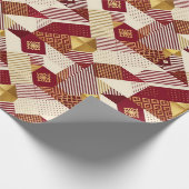 Papier cadeau de Noël patchwork rouge et or  (Coin)