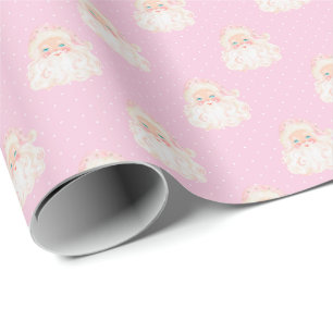 Papier cadeau de Noël Père Noël rose vintage
