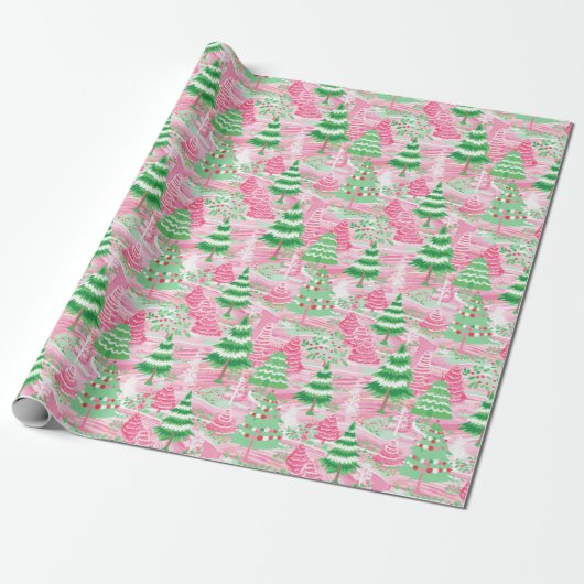 Papier cadeau de Noël Pink & Green Preppy (Déroulé)