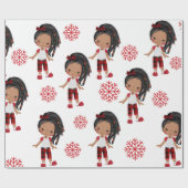 Papier cadeau de Noël pour fille africaine américa (Plat)