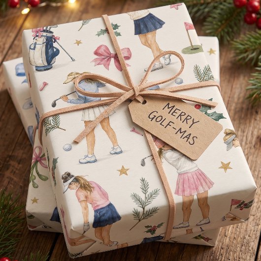 Papier cadeau de Noël pour golf féminin