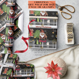 Papier cadeau de Noël pour Papa avec motif à carr