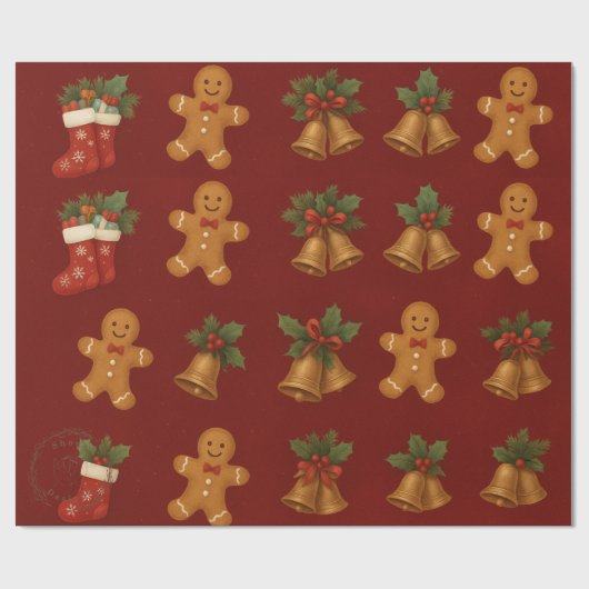 Papier cadeau de Noël Premium – Gâteaux de Noël et (Plat)