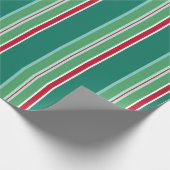 Papier cadeau de Noël rayé vert classique (Coin)
