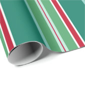 Papier cadeau de Noël rayé vert classique (Coin rond)