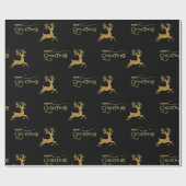 Papier cadeau de Noël Renne Noir & Or (Plat)
