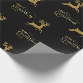 Papier cadeau de Noël Renne Noir & Or (Coin)