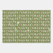 Papier cadeau de Noël rose et vert moderne (Devant 3)