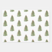 Papier cadeau de Noël rose vert Arbres de Noël Bow (Devant 3)