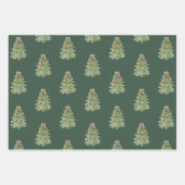 Papier cadeau de Noël rose vert Arbres de Noël Bow (Devant 2)