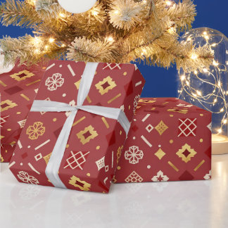 Papier cadeau de Noël Rouge et Or Élégant