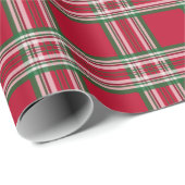 Papier cadeau de Noël Rouge Vacances Plaid (Coin rond)