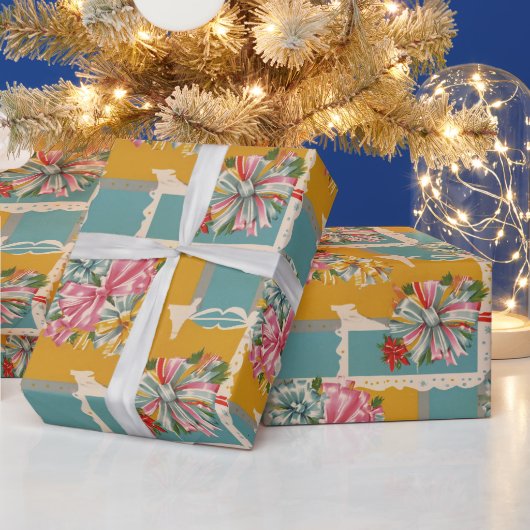 Papier cadeau de Noël Ruban Rétro (Vacances)
