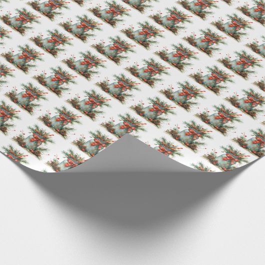 Papier cadeau de Noël rustique Bow rouge (Coin)