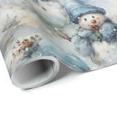 Papier cadeau de Noël Snowman (Coin rond)
