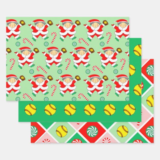 Papier cadeau de Noël Softball (Lot)