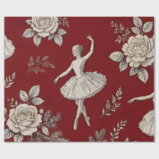 Papier cadeau de Noël Toile Ballerine - Rouge Clas