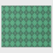 Papier cadeau de Noël vert classique à carreaux (Plat)