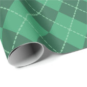 Papier cadeau de Noël vert classique à carreaux (Coin rond)