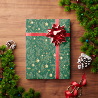 Papier cadeau de Noël vert et or élégant