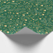 Papier cadeau de Noël vert et or élégant (Coin)